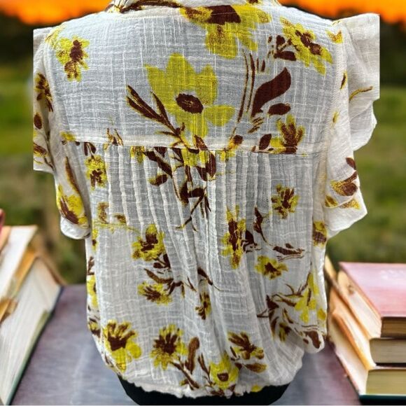 Free People Naya Handprinted Cotton and Viscose Bohemian Top with raw edges XS - Picture 12 of 16